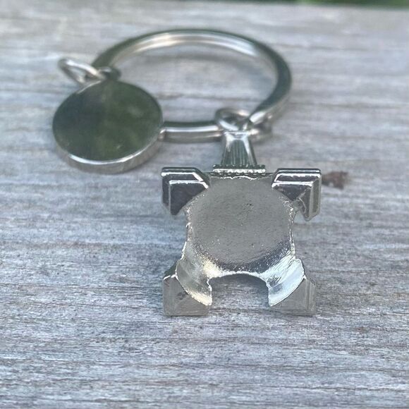 Eiffel Tower Paris Silver Keychain/Bag Charm w Oval Charm NWOT France Bonjour - Picture 3 of 4